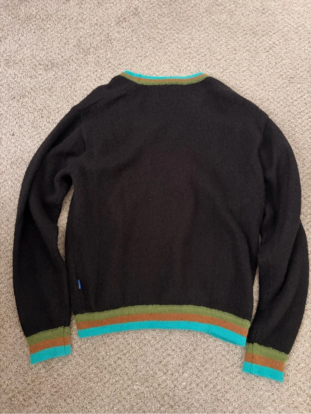 Awake NY Black Mohair Striped Cardigan Size M